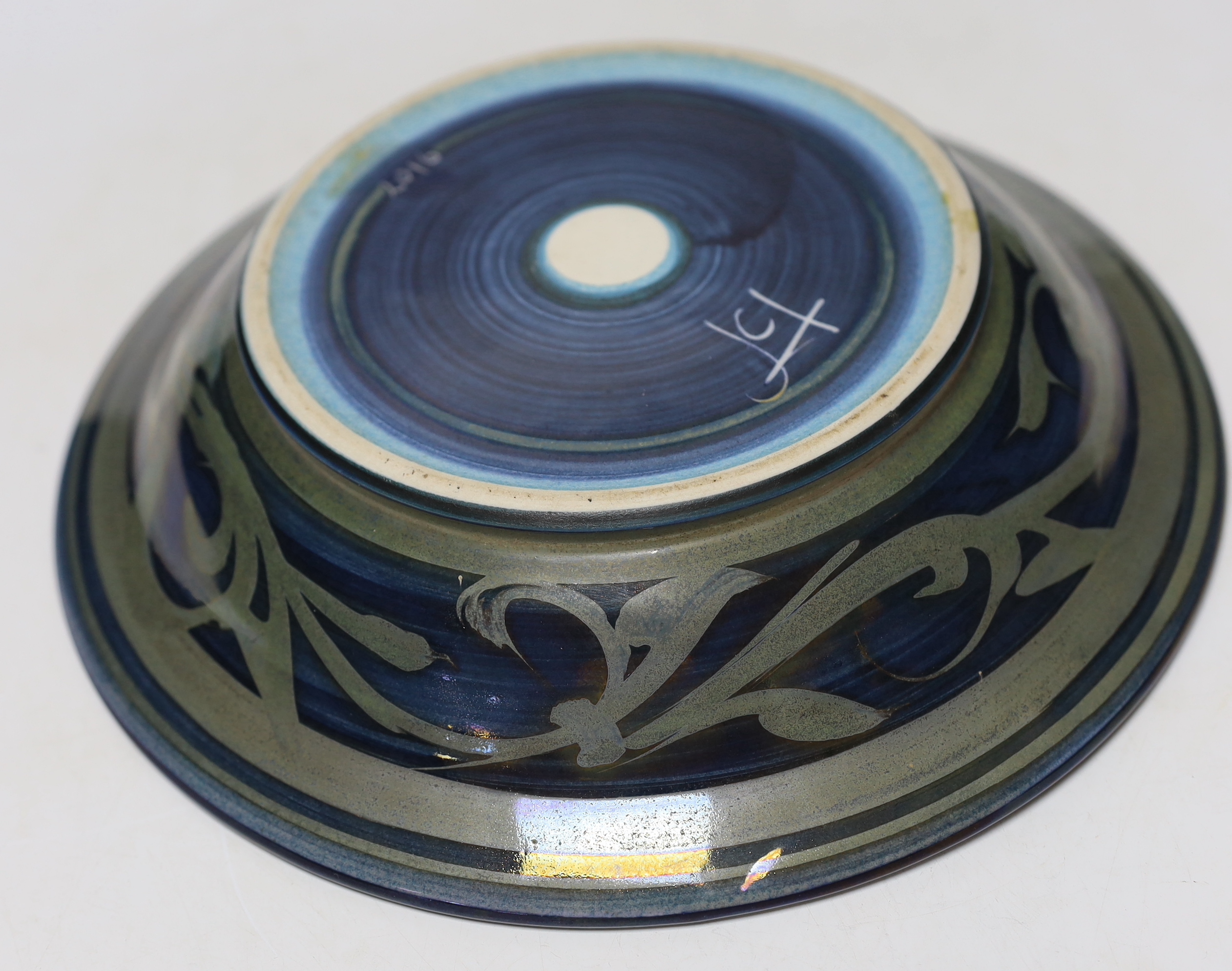Jonathan Chiswell Jones lustre pottery fish bowl, 27.5cm diameter